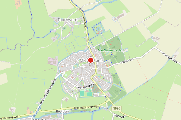 Brandweer-melding op KAZERNE, Middelstum op 28 juni, kaart-overzicht