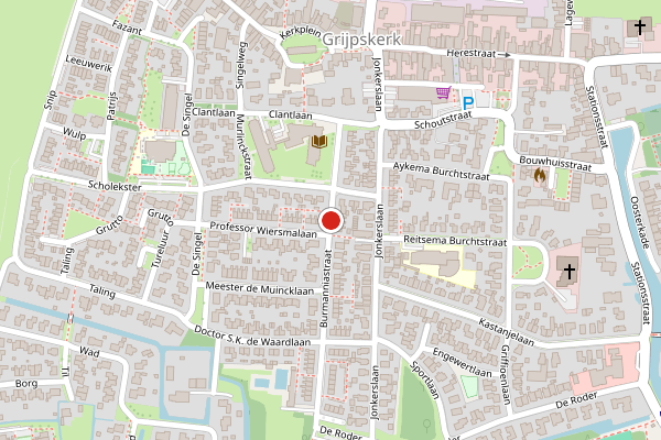 Brandweer-melding op Burmanniastraat, Grijpskerk op 27 juni, kaart-overzicht