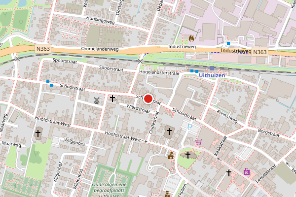 Brandweer-melding op Schoolstraat, Uithuizen op 28 juni, kaart-overzicht