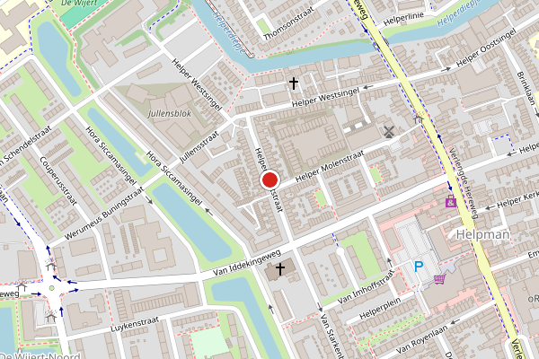 Brandweer-melding op Helper Weststraat, Groningen op 28 juni, kaart-overzicht