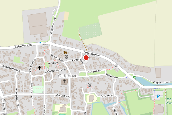 Brandweer-melding op Englumstraat, Oldehove op 28 juni, kaart-overzicht