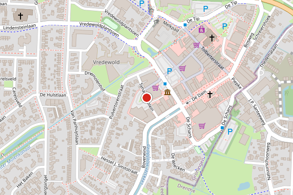 Brandweer-melding op Synagogeplein, Leek op 29 juni, kaart-overzicht