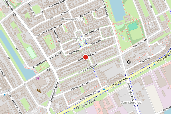 Brandweer-melding op Begoniastraat, Groningen op 29 juni, kaart-overzicht