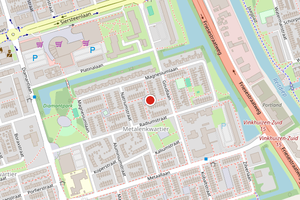 Brandweer-melding op Radiumstraat, Groningen op 1 juli, kaart-overzicht