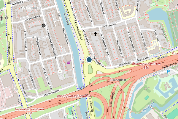 Politie-melding op Emmaviaduct, Groningen op 2 juli, kaart-overzicht