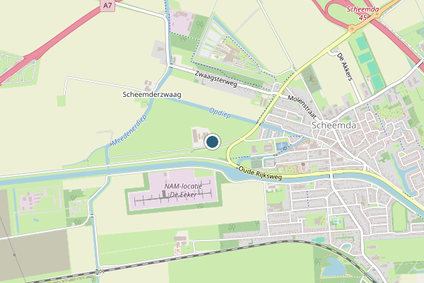 Politie-melding op Scheemda op 3 juli, kaart-overzicht