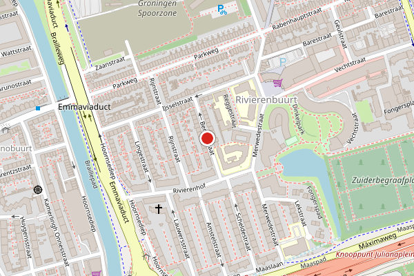 Brandweer-melding op Berkelstraat, Groningen op 3 juli, kaart-overzicht