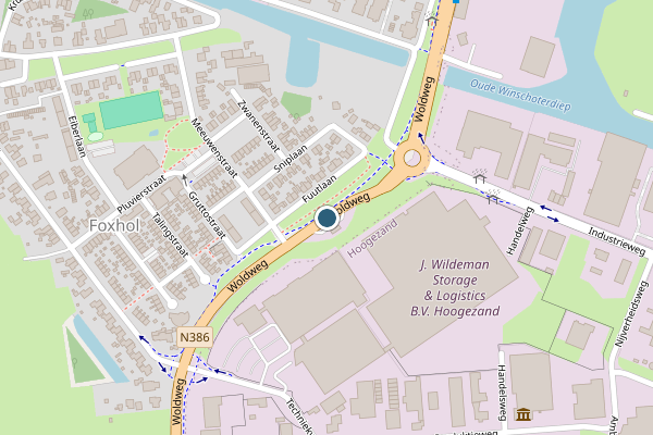 Politie-melding op Woldweg, Foxhol op 6 juli, kaart-overzicht