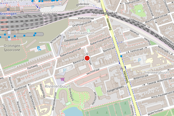 Brandweer-melding op Barestraat, Groningen op 6 juli, kaart-overzicht