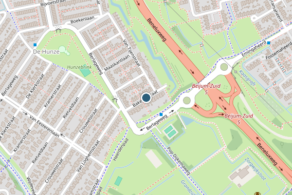 Politie-melding op Bakemastraat, Groningen op 5 juli, kaart-overzicht