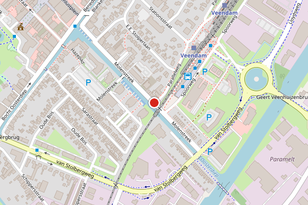 Brandweer-melding op Molenstreek, Veendam op 7 juli, kaart-overzicht