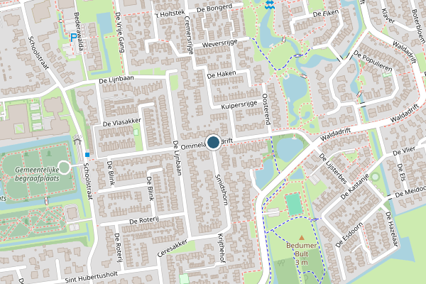 Politie-melding op Ommelanderdrift, Bedum op 7 juli, kaart-overzicht