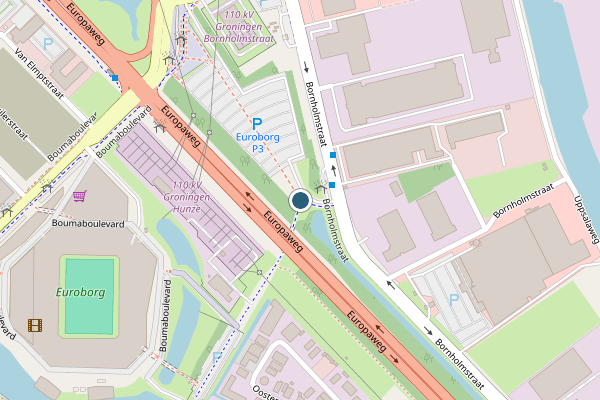 Politie-melding op Europaweg, Groningen op 10 juli, kaart-overzicht