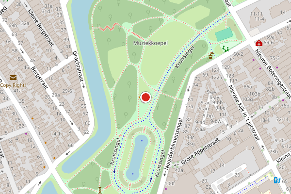 Brandweer-melding op Kruissingel, Groningen op 12 juli, kaart-overzicht