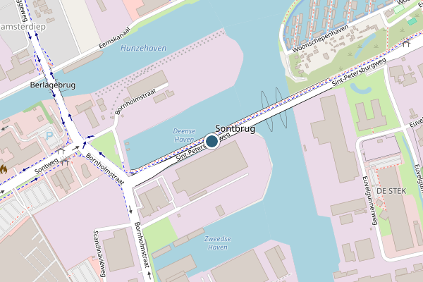 Politie-melding op Sontbrug, Groningen op 14 juli, kaart-overzicht