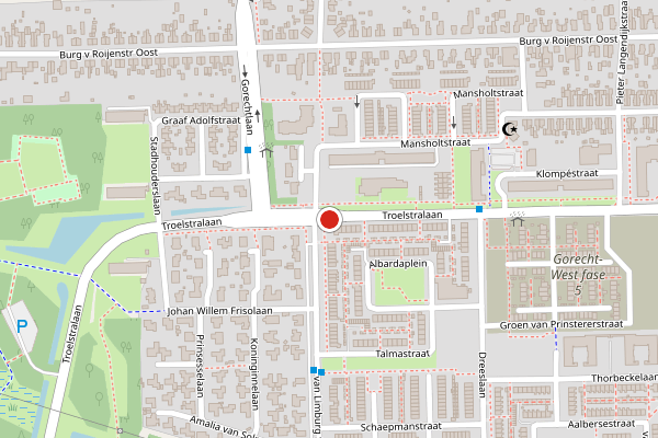 Brandweer-melding op Troelstralaan, Hoogezand op 15 juli, kaart-overzicht