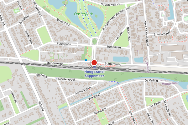 Brandweer-melding op Stationsweg, Hoogezand op 15 juli, kaart-overzicht