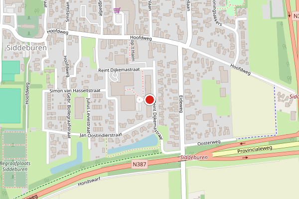 Brandweer-melding op Reint Dijkemastraat, Siddeburen op 16 juli, kaart-overzicht