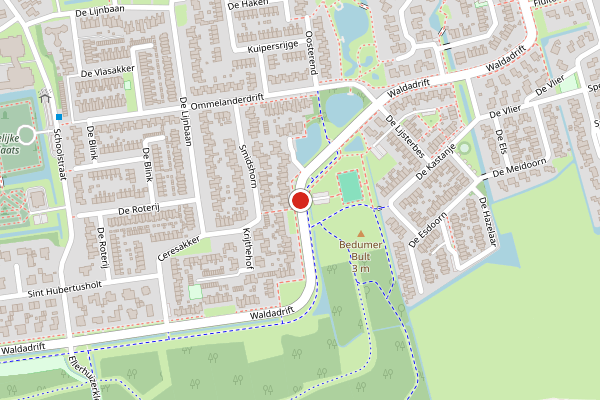 Brandweer-melding op Waldadrift, Bedum op 17 juli, kaart-overzicht