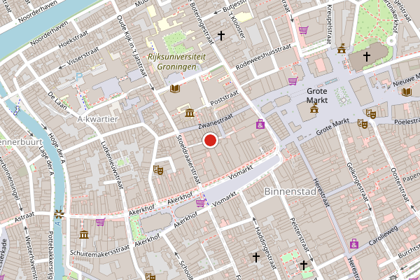 Brandweer-melding op Soephuisstraatje, Groningen op 17 juli, kaart-overzicht