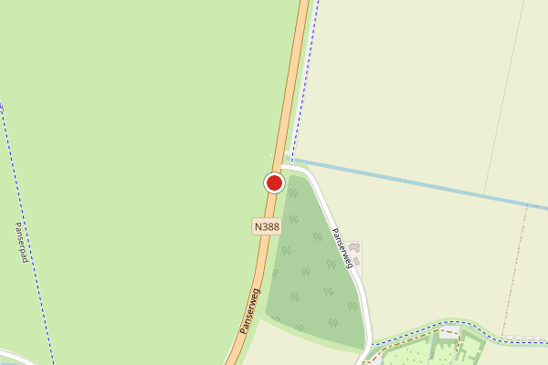 Brandweer-melding op Panserweg, Vierhuizen op 19 juli, kaart-overzicht