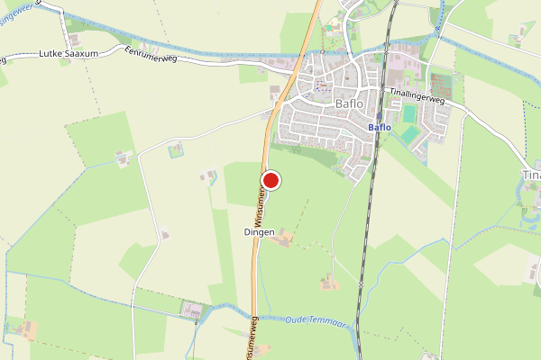 Brandweer-melding op Baflo op 19 juli, kaart-overzicht