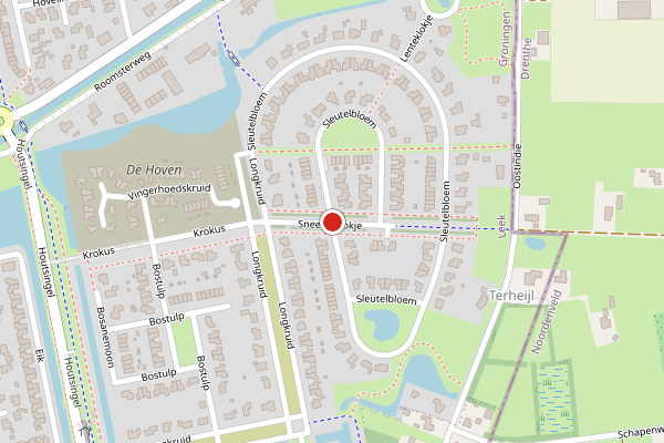 Brandweer-melding op Sleutelbloem, Leek op 21 juli, kaart-overzicht