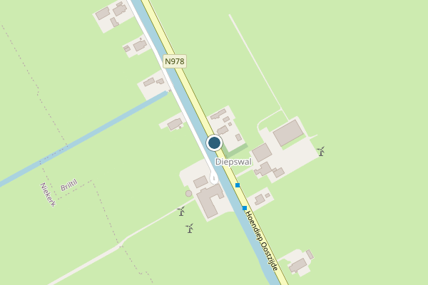 Politie-melding op Hoendiep Oostzijde, Briltil op 23 juli, kaart-overzicht