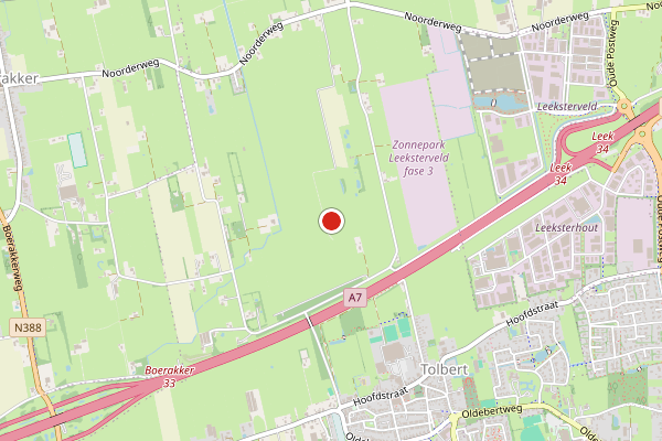 Brandweer-melding op Tolbert op 24 juli, kaart-overzicht