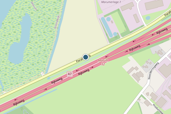 Politie-melding op Parallelweg, Marum op 25 juli, kaart-overzicht