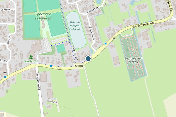 Politie-melding op Smidshornerweg, Niekerk op 28 juli, kaart-overzicht