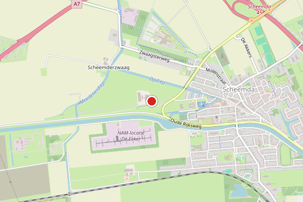 Brandweer-melding op Scheemda op 28 juli, kaart-overzicht