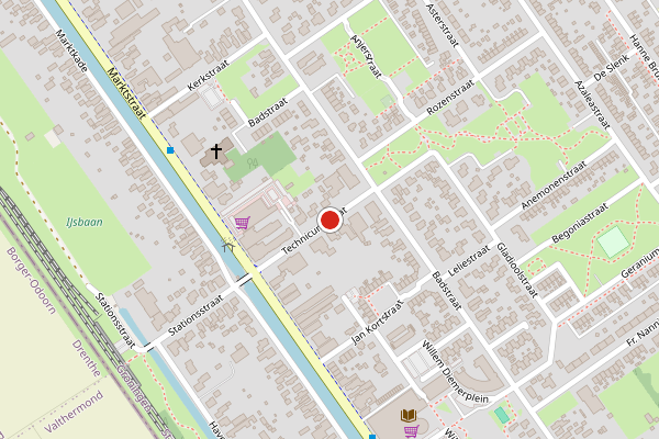 Brandweer-melding op Technicumstraat, Musselkanaal op 13 juli, kaart-overzicht