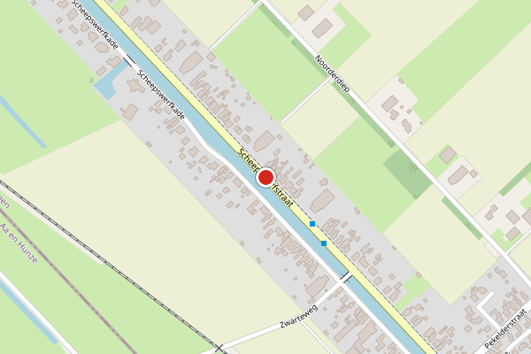 Brandweer-melding op Scheepswerfstraat, Stadskanaal op 29 juli, kaart-overzicht
