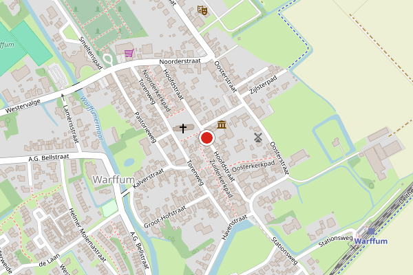 Brandweer-melding op Hoofdstraat, Warffum op 1 augustus, kaart-overzicht