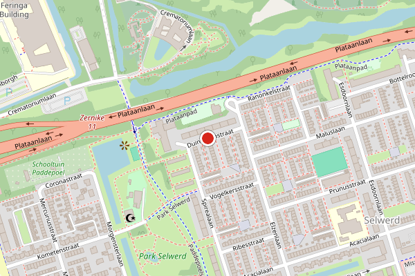 Brandweer-melding op Duindoornstraat, Groningen op 2 augustus, kaart-overzicht