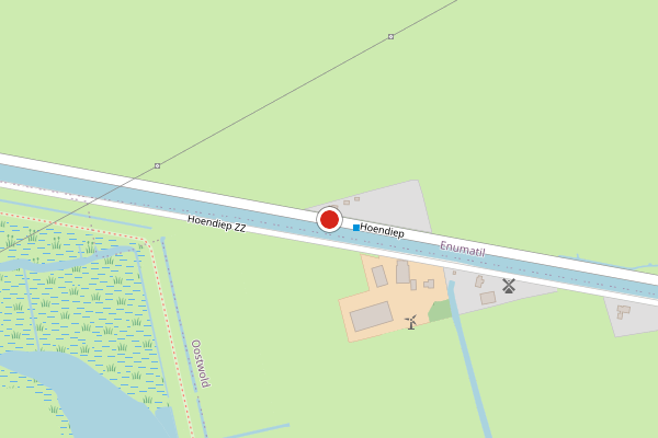 Brandweer-melding op Hoendiep, Enumatil op 2 augustus, kaart-overzicht
