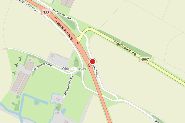 Brandweer-melding op Feldwerderweg, Holwierde op 2 augustus, kaart-overzicht