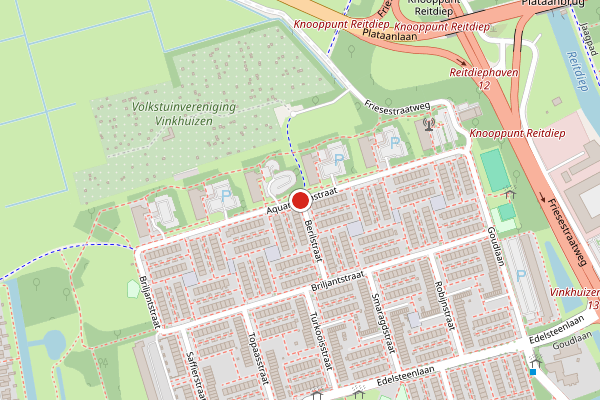 Brandweer-melding op Aquamarijnstraat, Groningen op 3 augustus, kaart-overzicht