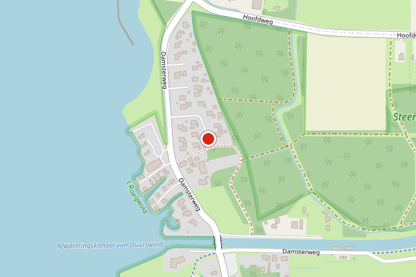 Brandweer-melding op Damsterweg, Steendam op 6 augustus, kaart-overzicht