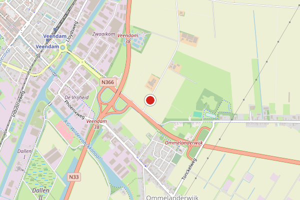 Brandweer-melding op afval Toene, Veendam op 6 augustus, kaart-overzicht