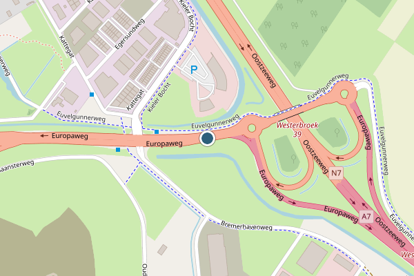Politie-melding op Europaweg, Groningen op 1 juni, kaart-overzicht