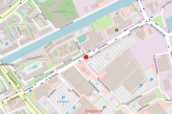 Brandweer-melding op Sontweg, Groningen op 31 mei, kaart-overzicht