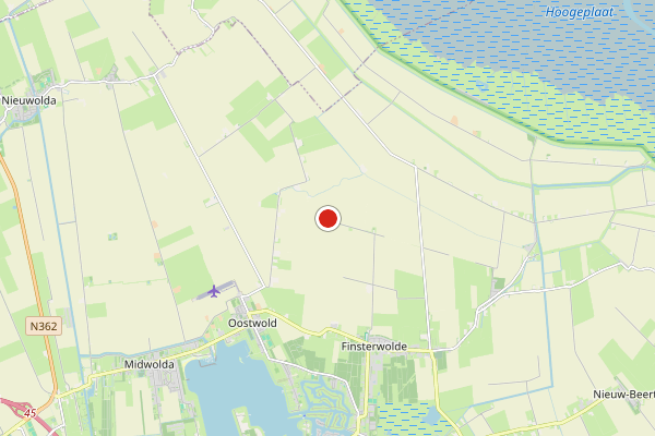 Brandweer-melding op Scheemda op 26 mei, kaart-overzicht