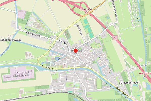 Brandweer-melding op Scheemdermeersterweg, Scheemda op 25 mei, kaart-overzicht