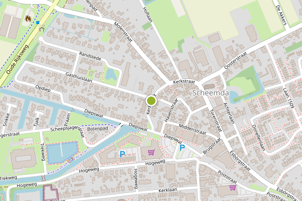 Ambulance-melding op Kerkstraat, Scheemda op 19 mei, kaart-overzicht