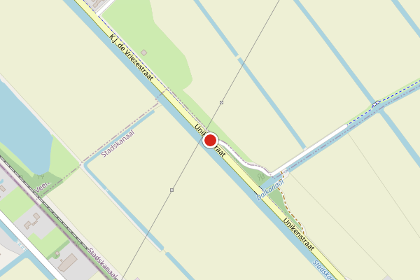 Brandweer-melding op Unikenstraat, Stadskanaal op 25 mei, kaart-overzicht
