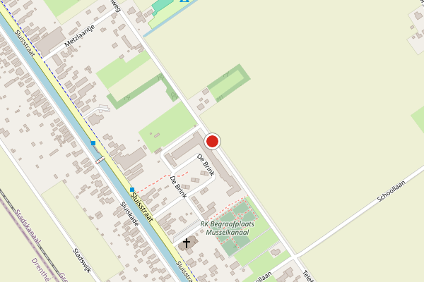 Brandweer-melding op Telefoonweg, Musselkanaal op 24 mei, kaart-overzicht