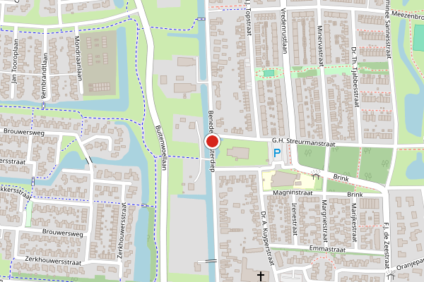 Brandweer-melding op Beneden Westerdiep, Veendam op 1 juni, kaart-overzicht