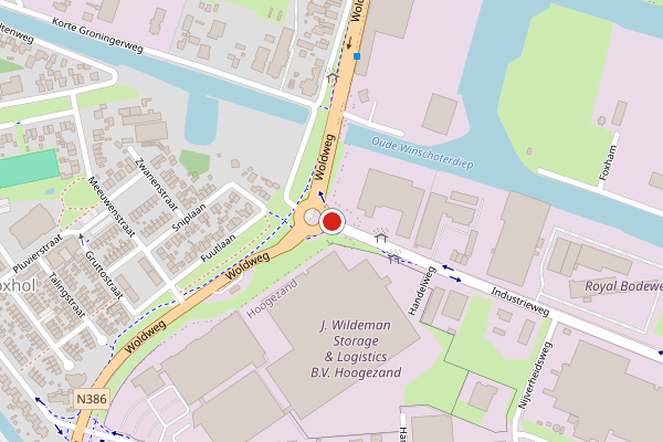 Brandweer-melding op Industrieweg, Hoogezand op 19 mei, kaart-overzicht